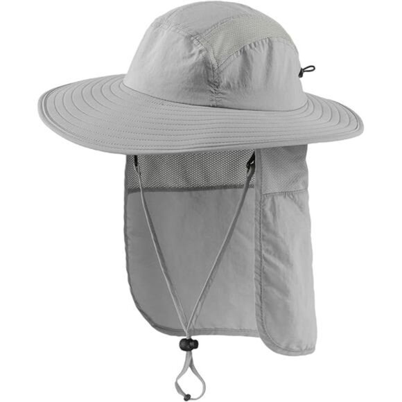 Mens UPF 50+ Sun Protection Cap Wide Brim Fishing Hat with Neck Flap Sun Hat - Picture 7 of 7